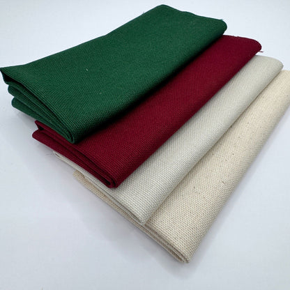 Stoff zum Sticken, Stoffpaket "Tannengrün/Natur/Bordeaux" Weihnachts Kollektion 2025