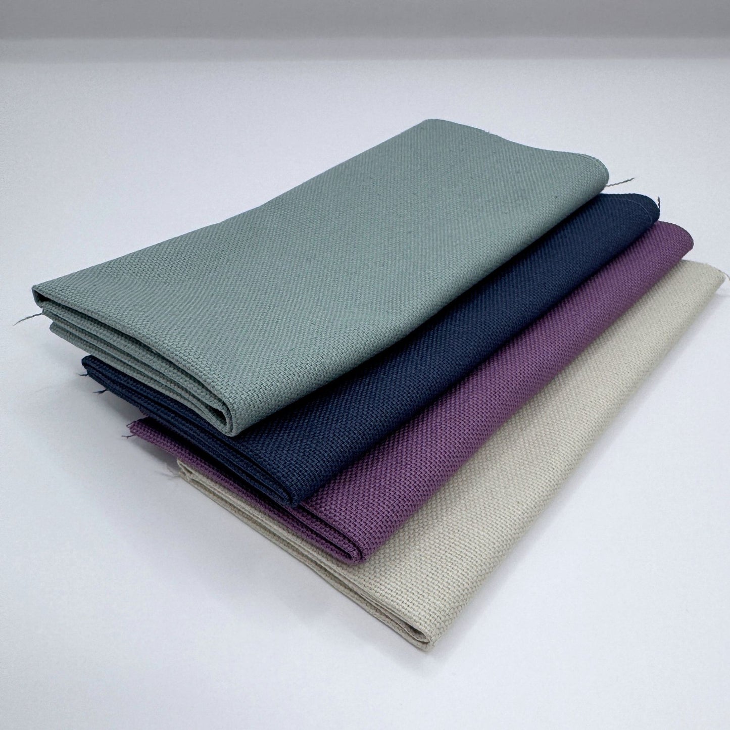 Stoff zum Sticken, Stoffpaket "Eukalyptus/Schieferblau/Beige"