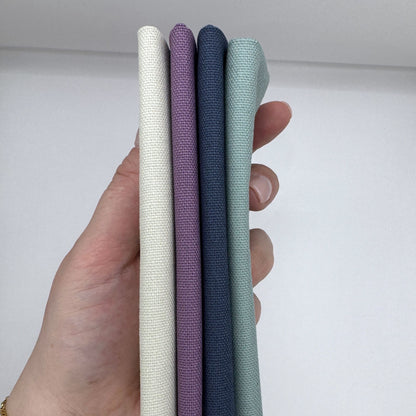 Stoff zum Sticken, Stoffpaket "Eukalyptus/Schieferblau/Beige"