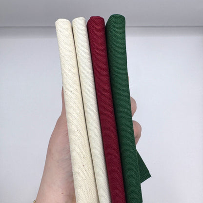 Stoff zum Sticken, Stoffpaket "Tannengrün/Natur/Bordeaux" Weihnachts Kollektion 2025