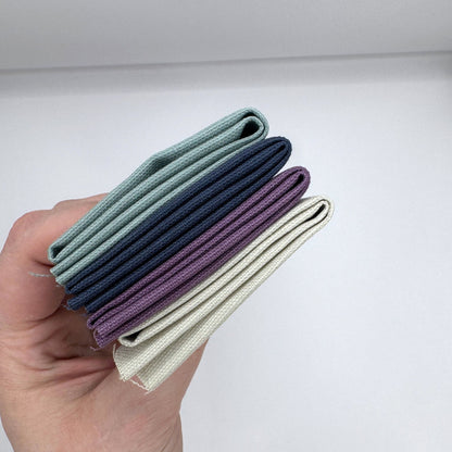 Stoff zum Sticken, Stoffpaket "Eukalyptus/Schieferblau/Beige"
