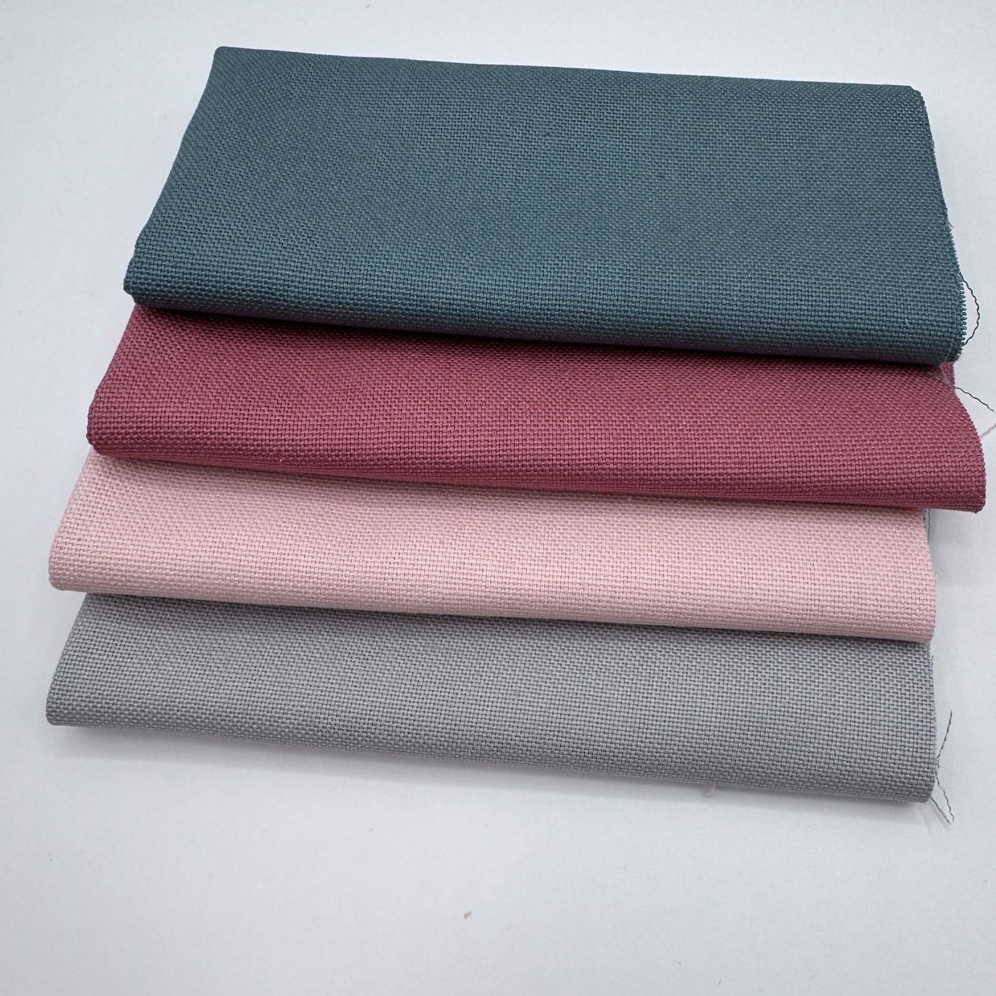 Stoff zum Sticken, Stoffpaket "Rosenholz/Ozeangrün/Grau"