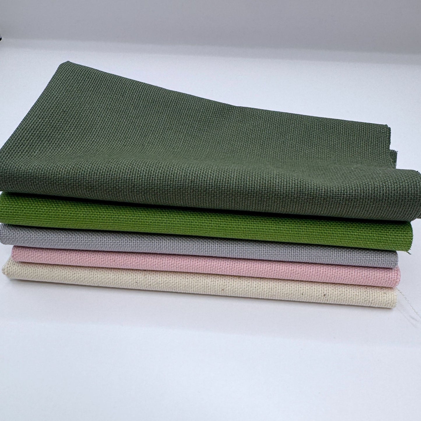 Stoff zum Sticken, Stoffpaket "Wiesengrün/Grau/Moosgrün"