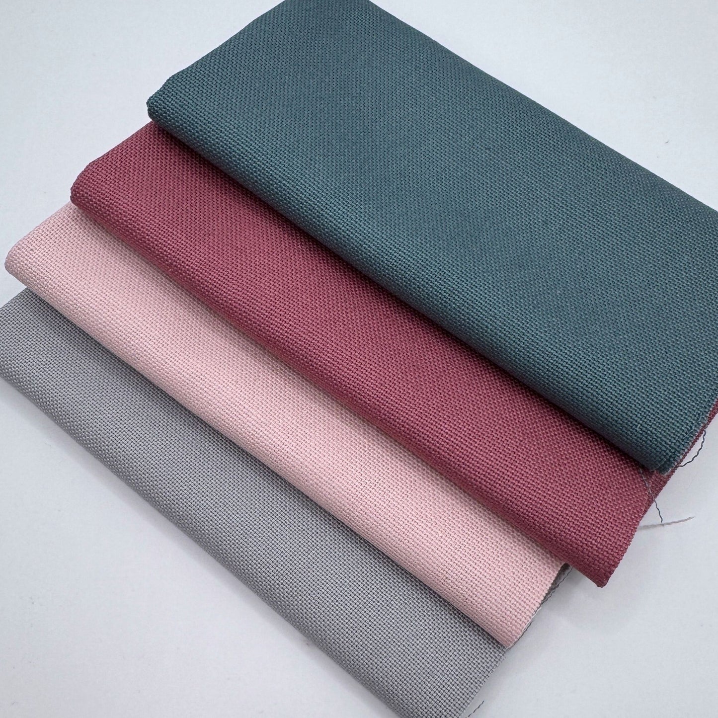 Stoff zum Sticken, Stoffpaket "Rosenholz/Ozeangrün/Grau"