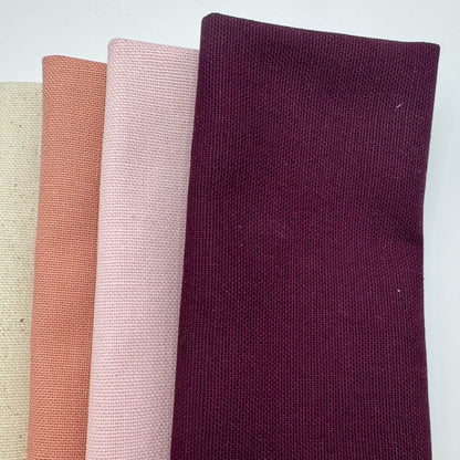 Stoff zum Sticken, Stoffpaket "Natur/Aubergine/Pfirsich"
