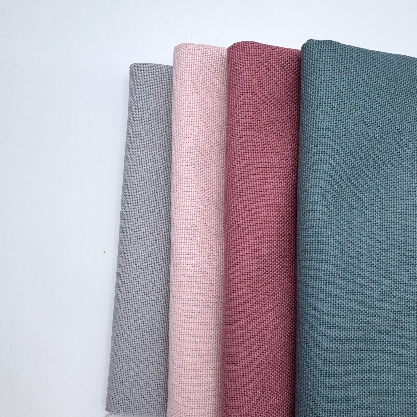 Stoff zum Sticken, Stoffpaket "Rosenholz/Ozeangrün/Grau"