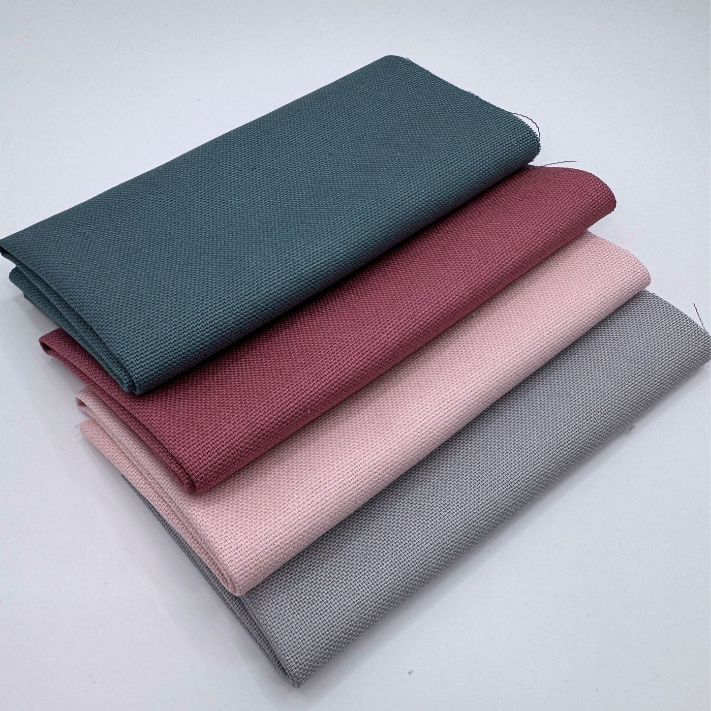 Stoff zum Sticken, Stoffpaket "Rosenholz/Ozeangrün/Grau"