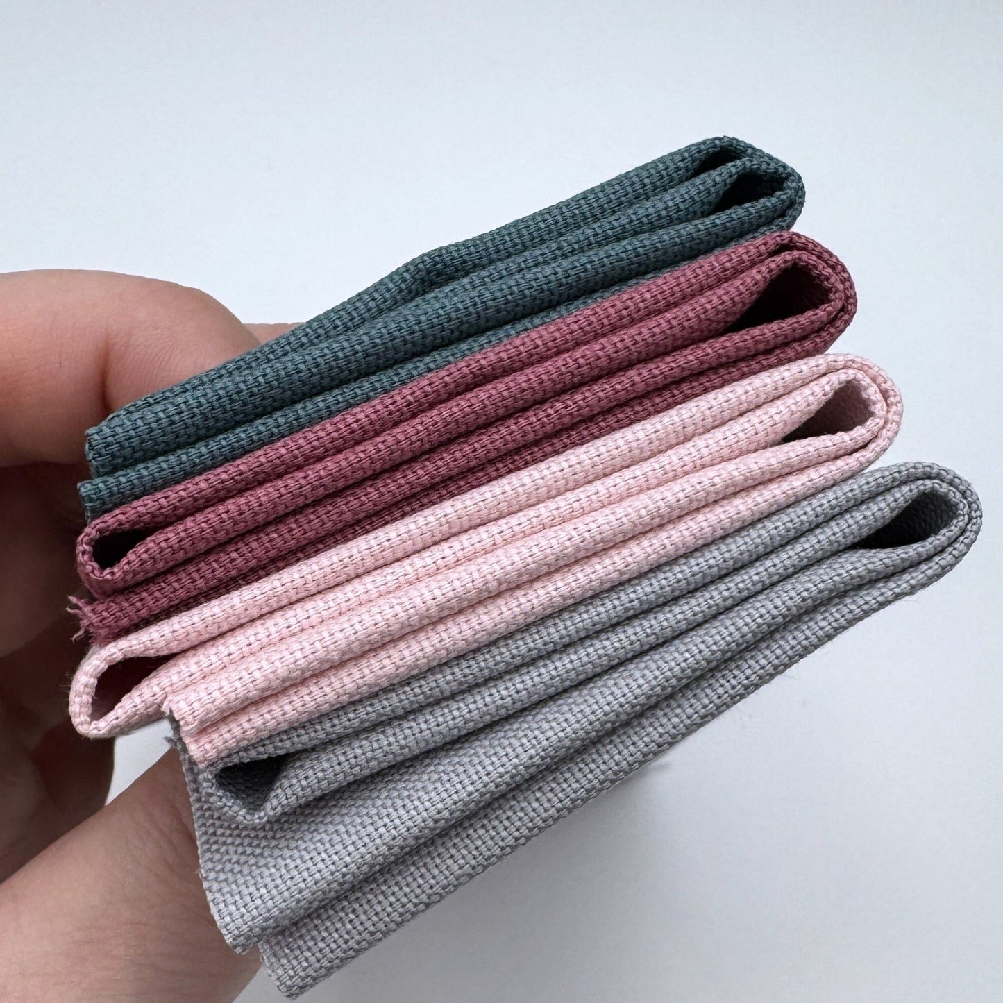 Stoff zum Sticken, Stoffpaket "Rosenholz/Ozeangrün/Grau"