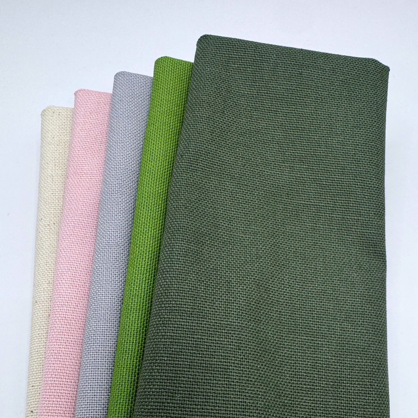 Stoff zum Sticken, Stoffpaket "Wiesengrün/Grau/Moosgrün"