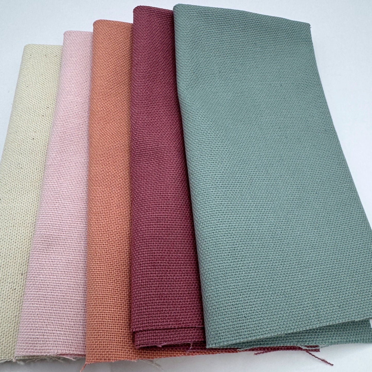 Stoff zum Sticken, Stoffpaket "Natur/Rosa/Rosenholz"