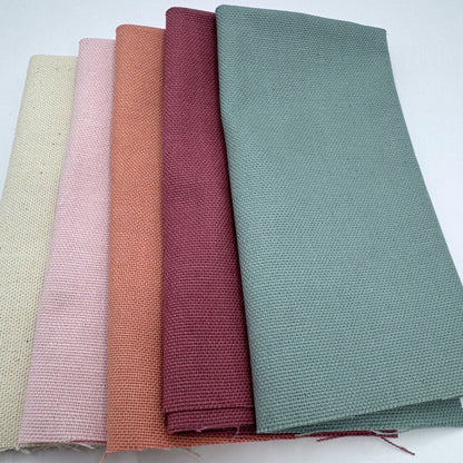 Stoff zum Sticken, Stoffpaket "Natur/Rosa/Rosenholz"