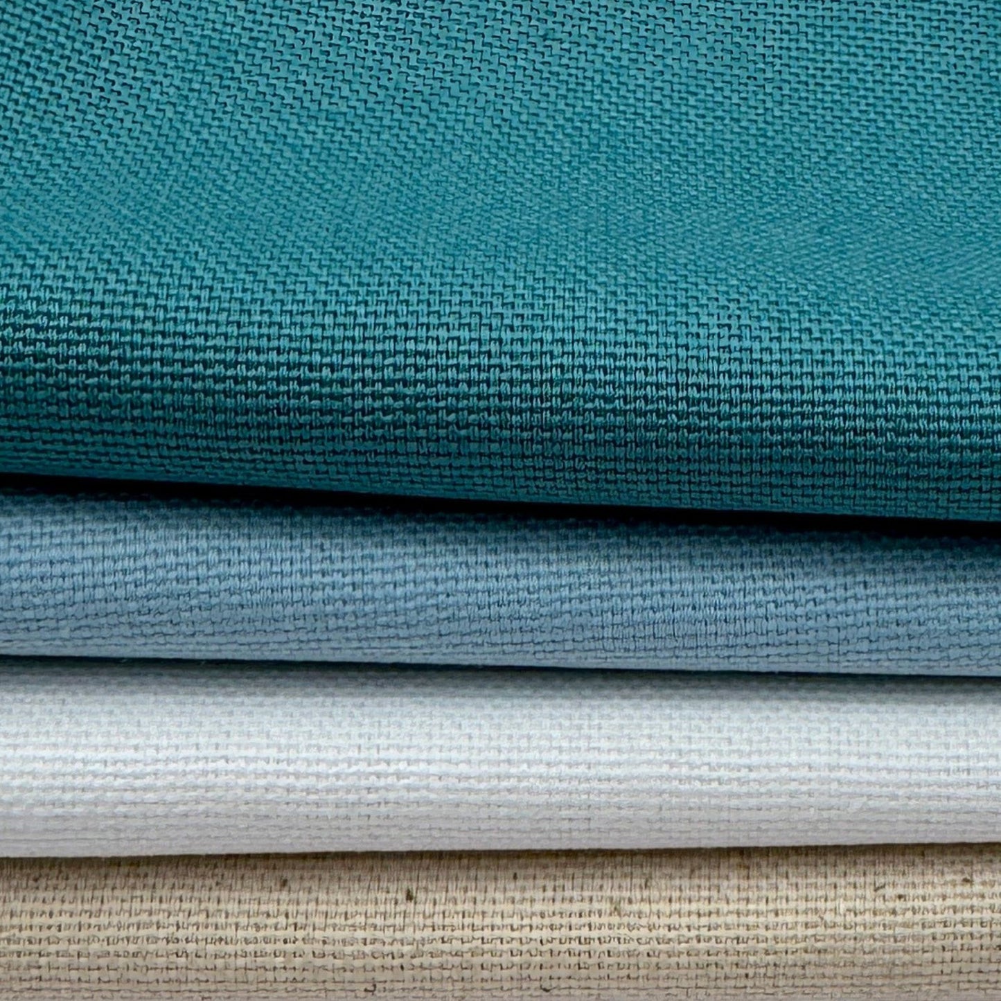 Stoff zum Sticken, Stoffpaket "Petrol/Himmelblau/Weiß"