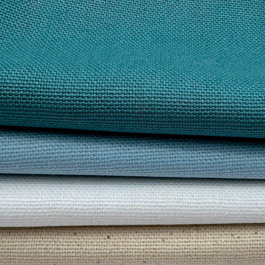 Stoff zum Sticken, Stoffpaket "Petrol/Himmelblau/Weiß"