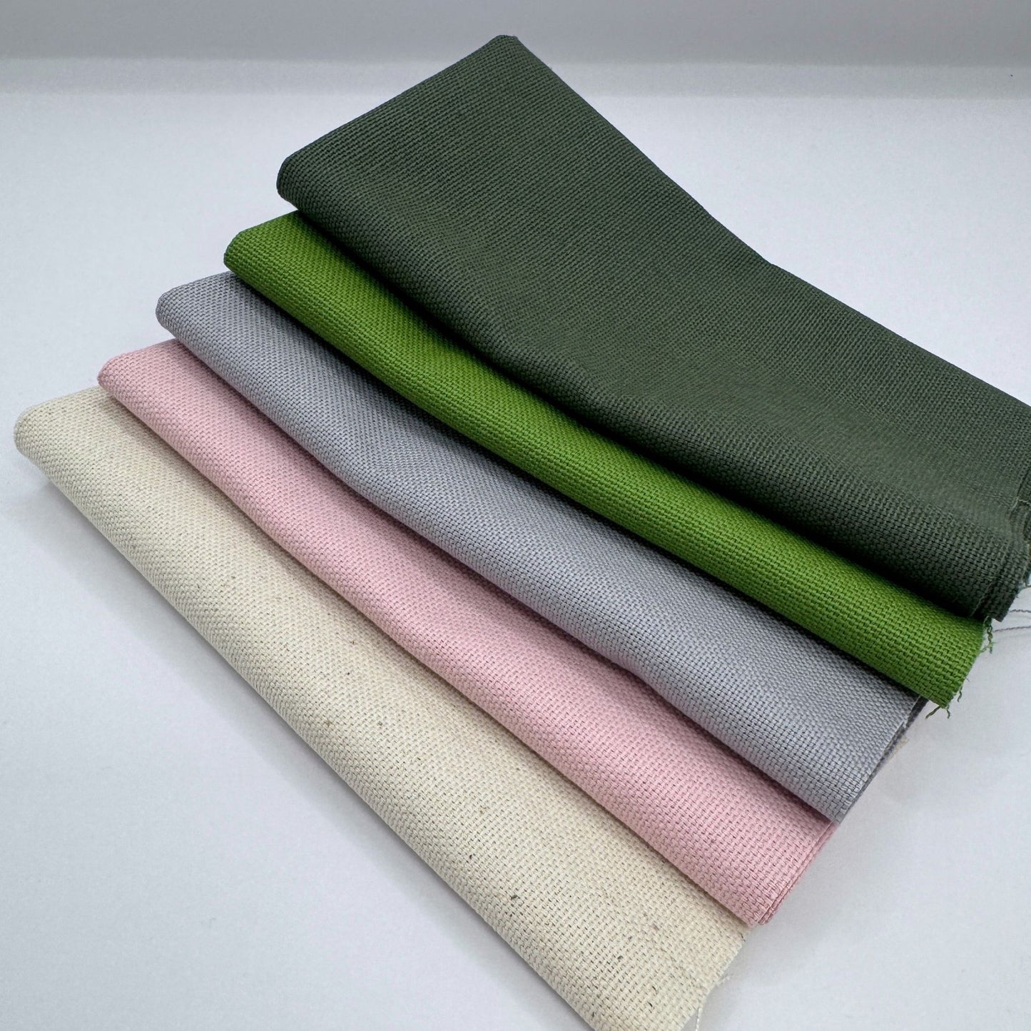 Stoff zum Sticken, Stoffpaket "Wiesengrün/Grau/Moosgrün"