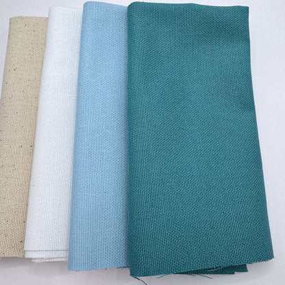 Stoff zum Sticken, Stoffpaket "Petrol/Himmelblau/Weiß"