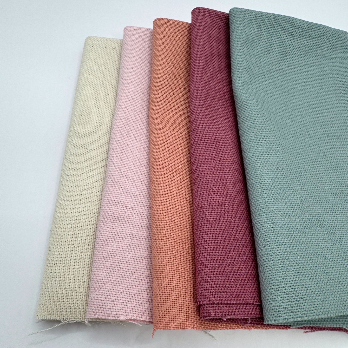 Stoff zum Sticken, Stoffpaket "Natur/Rosa/Rosenholz"