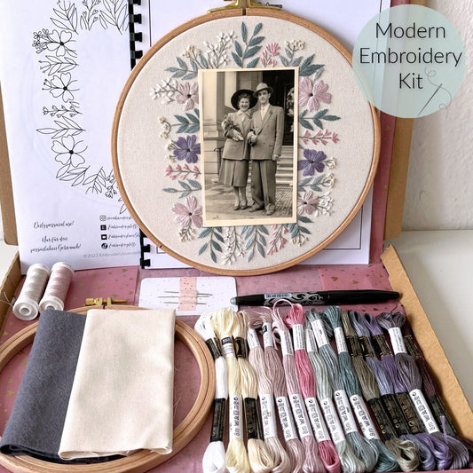 Stickkit, Modern Embroidery Kit, Bilderrahmen, Stickset, Set zum Sticken, Sticken, Stickvorlage, Stickset, Personalisiertes Geschenk, Foto