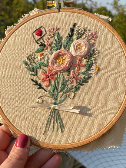 Stickvorlage, Spring Bouquet, Blumenstrauß, Stickbild Anfänger, Embroidery Pattern, Modern Embroidery