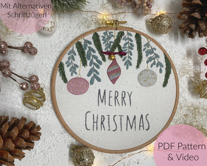 Stickvorlage, Tannenbaumkugeln, Christmas Ornaments, Stickbild, Embroidery Pattern, individualisierbar